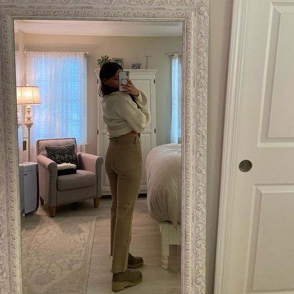 Beige / tan high waisted straight leg jeans - Picture 7 of 10